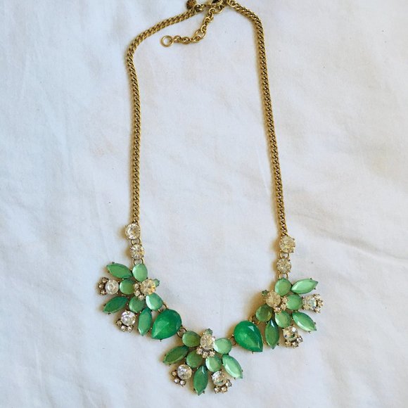 J. Crew Jewelry - J Crew Necklace Crystal Gem Stones Jade and Gold